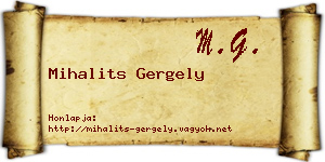 Mihalits Gergely névjegykártya